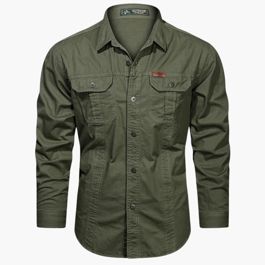 Jhong | Men's Classic Botton Down Front Pocket Long Sleeve Shirt