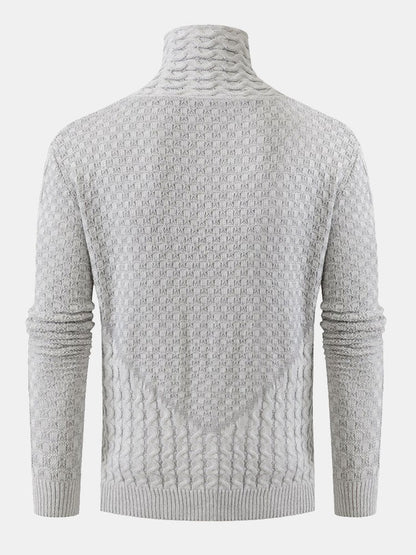 Clarence | Leather Buckle Knitted Jacquard Turtleneck Sweater