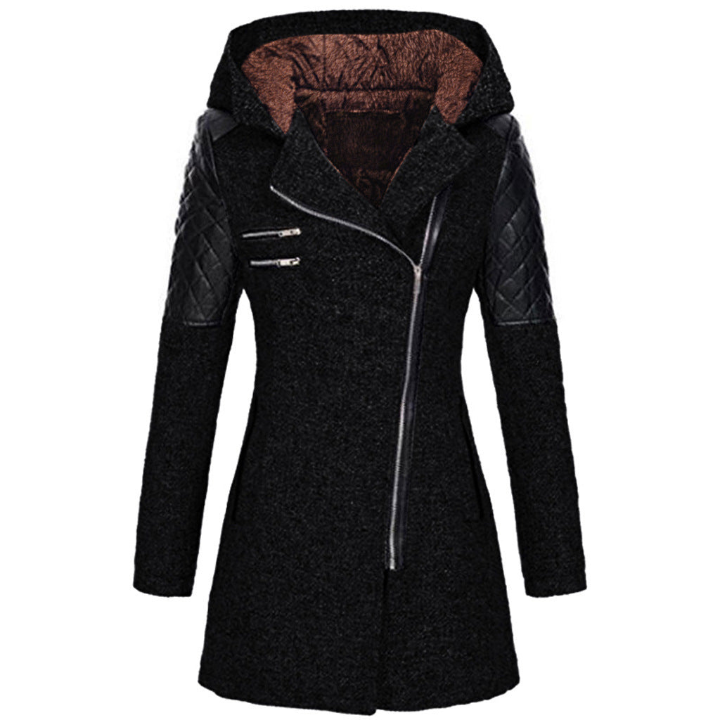 Ellen | Women's Quilted Hooded Tweed Coat