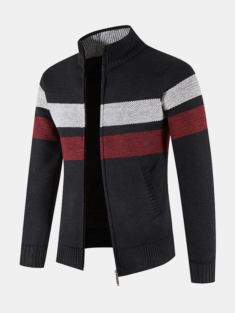 Aidon | Striped Zip Up Sweater