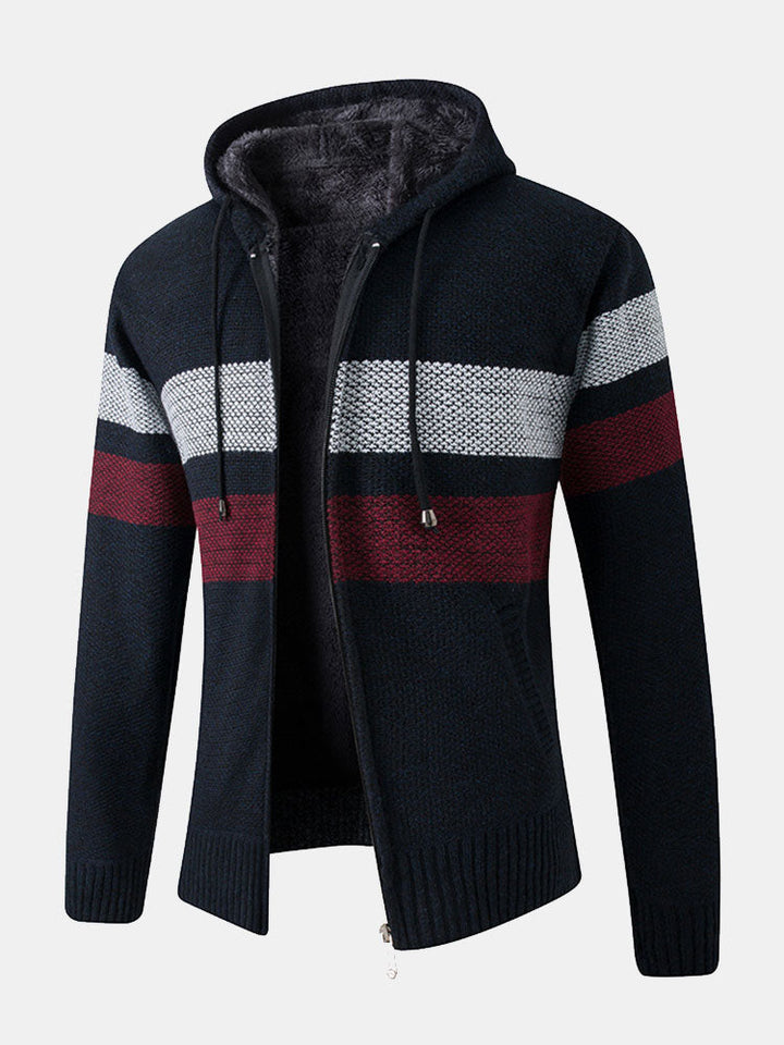 Alex | Striped Zip Up Hooded Sweater