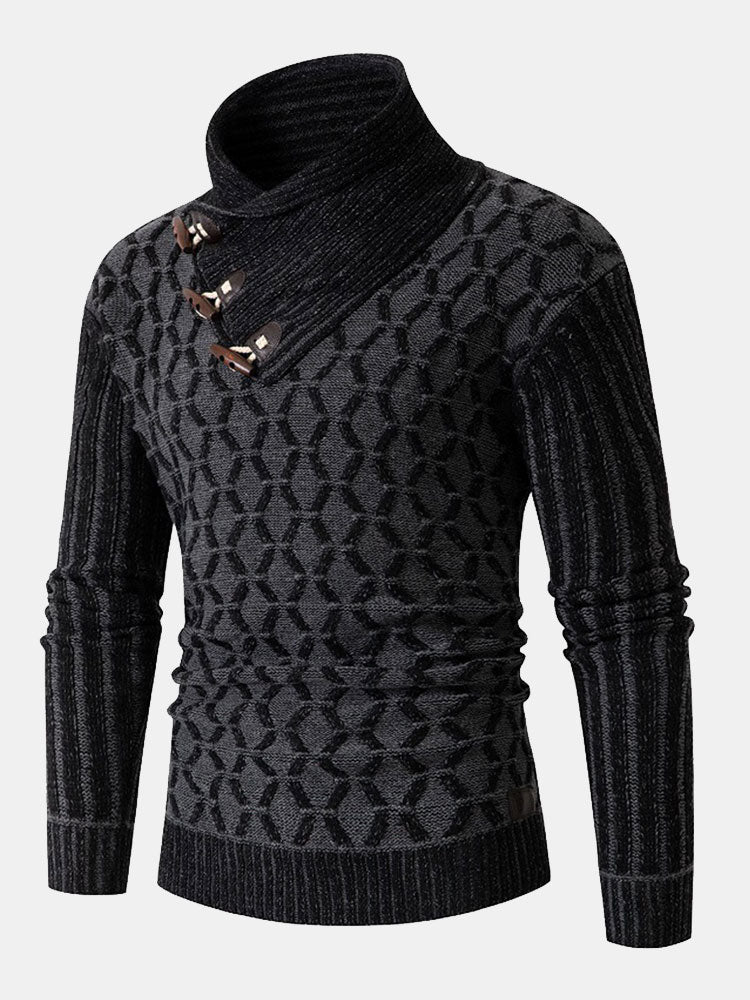 Brian | Jacquard Horn Button Turtleneck Jumper