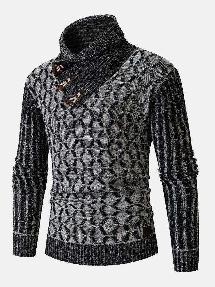 Brian | Jacquard Horn Button Turtleneck Jumper