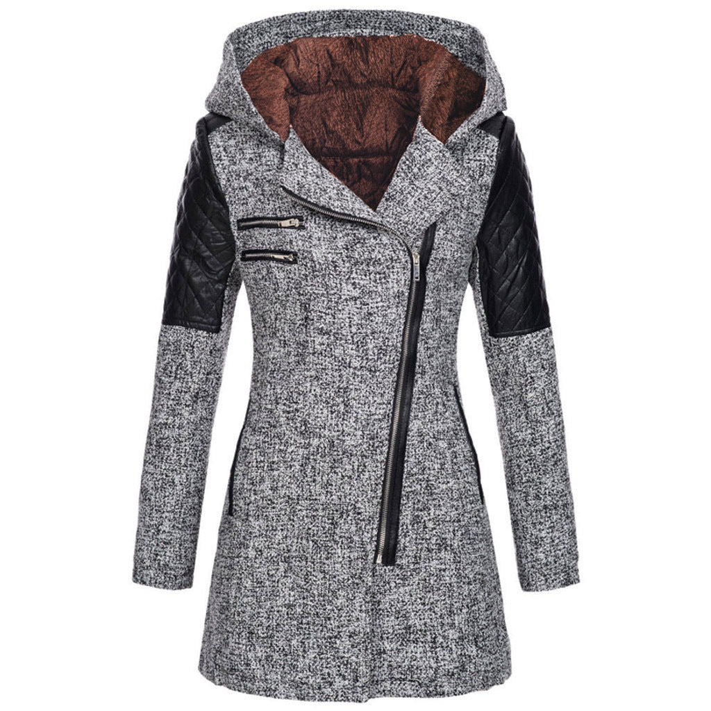 Ellen | Women's Quilted Hooded Tweed Coat