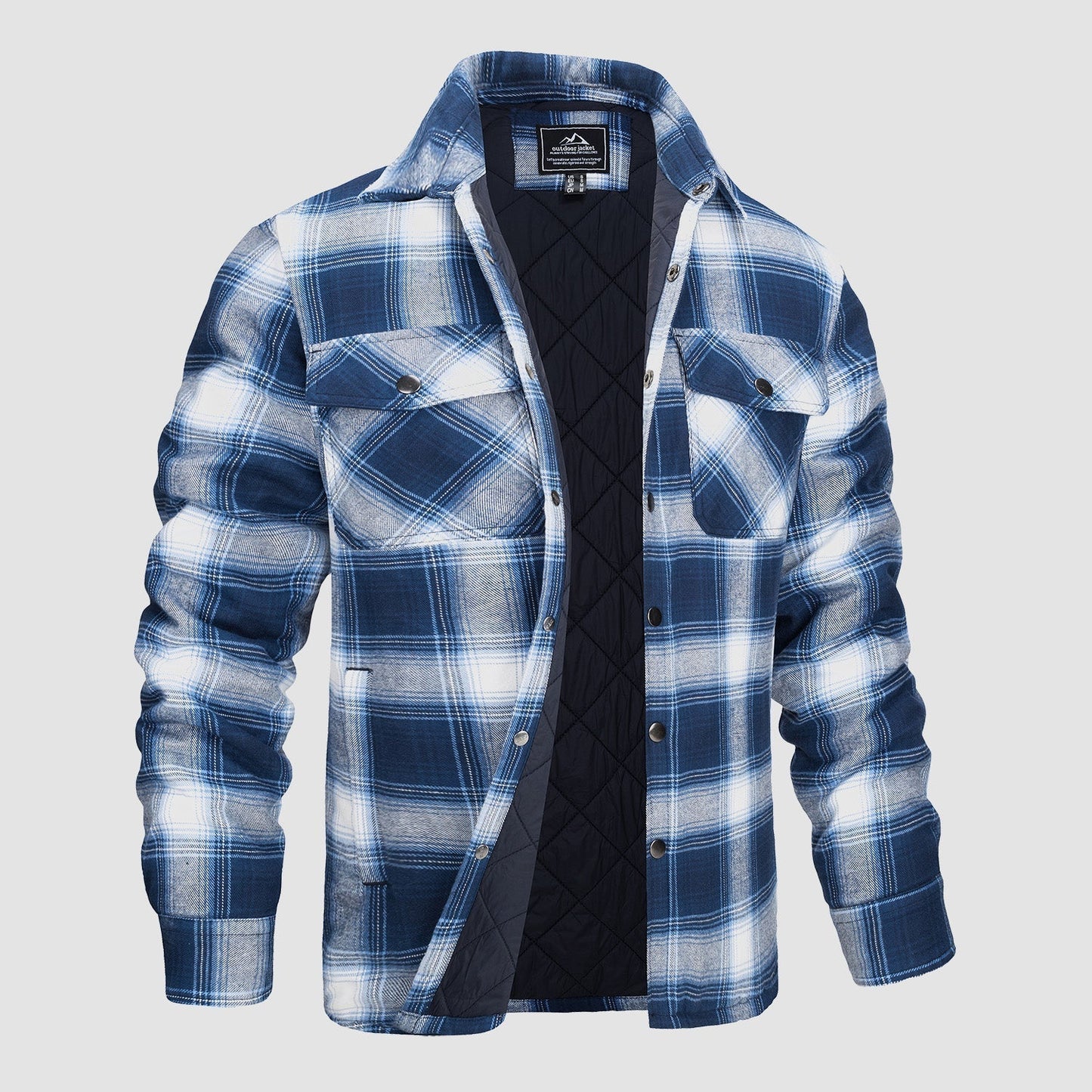 Roldan | Men's Classic Plaid Quilted Shirt Jacket