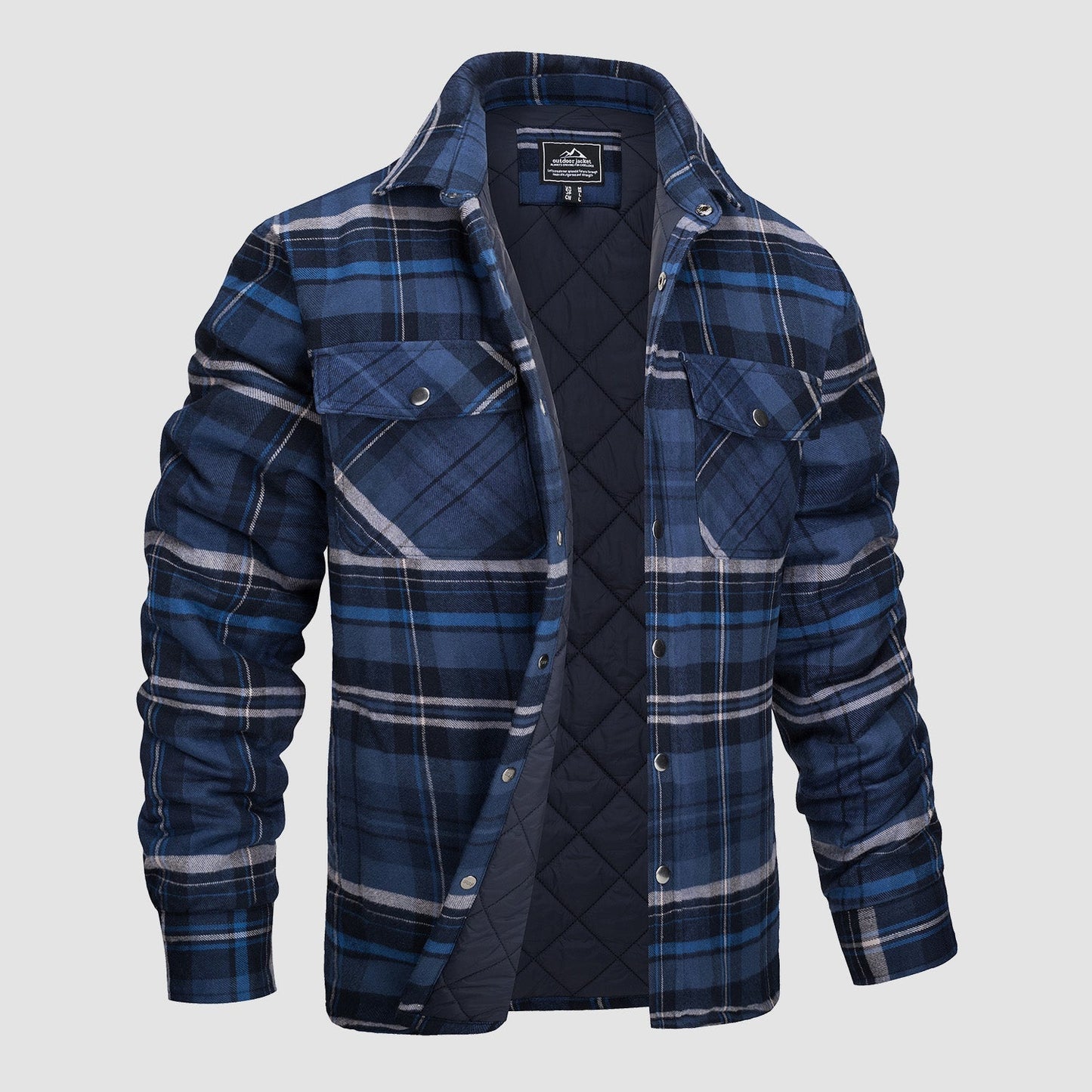 Roldan | Men's Classic Plaid Quilted Shirt Jacket