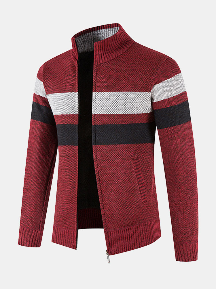 Aidon | Striped Zip Up Sweater