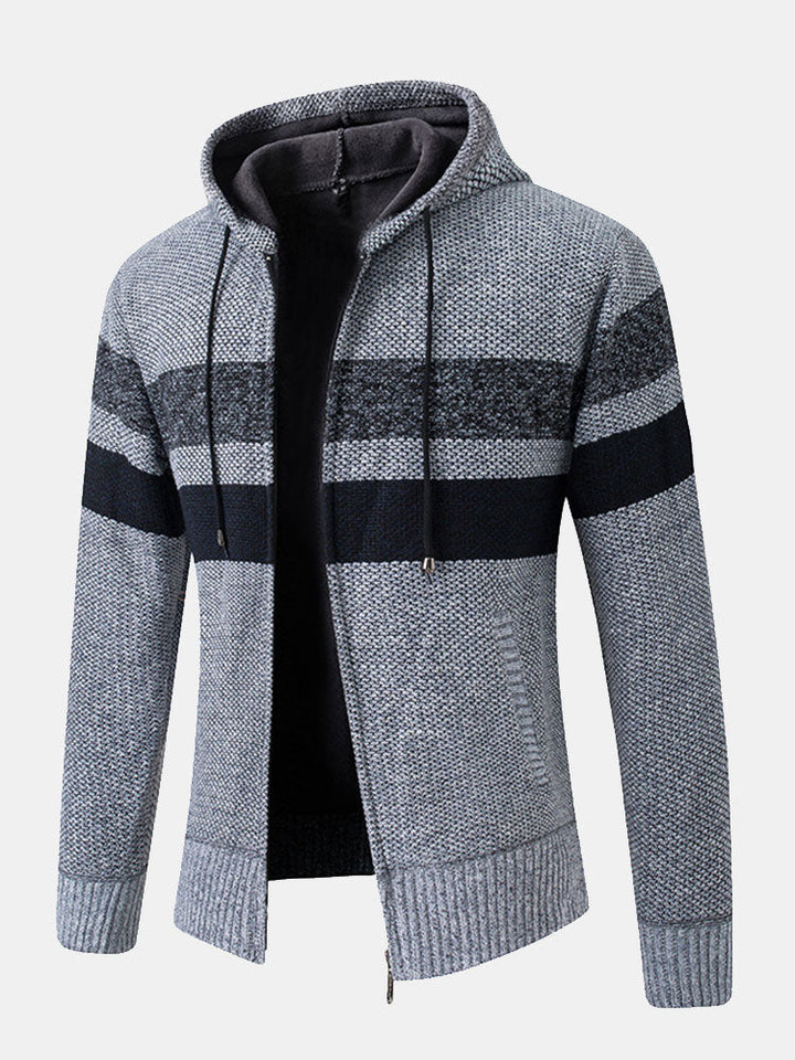 Alex | Striped Zip Up Hooded Sweater