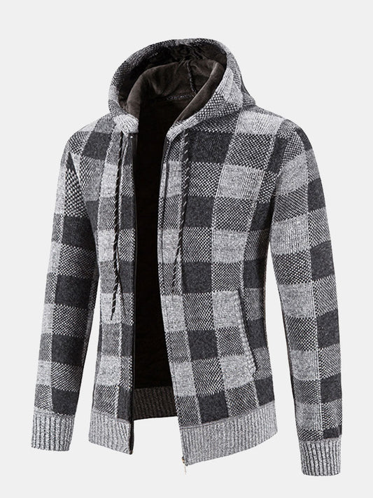 Freddie | Plaid Zip Up Hooded Jumper