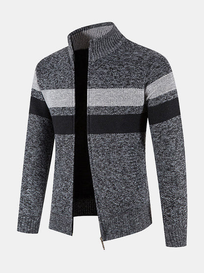 Aidon | Striped Zip Up Sweater