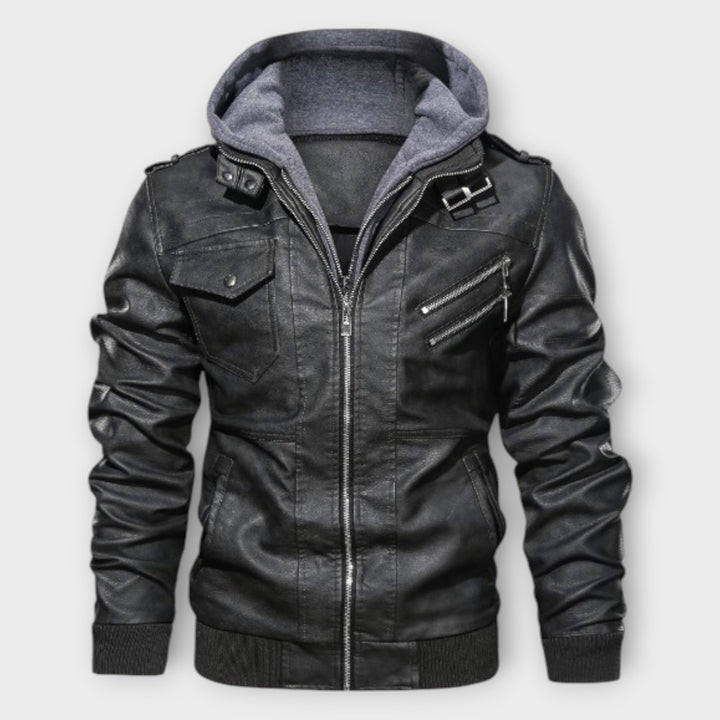 Cole | Men’s Streetwear Hooded Leather Jacket