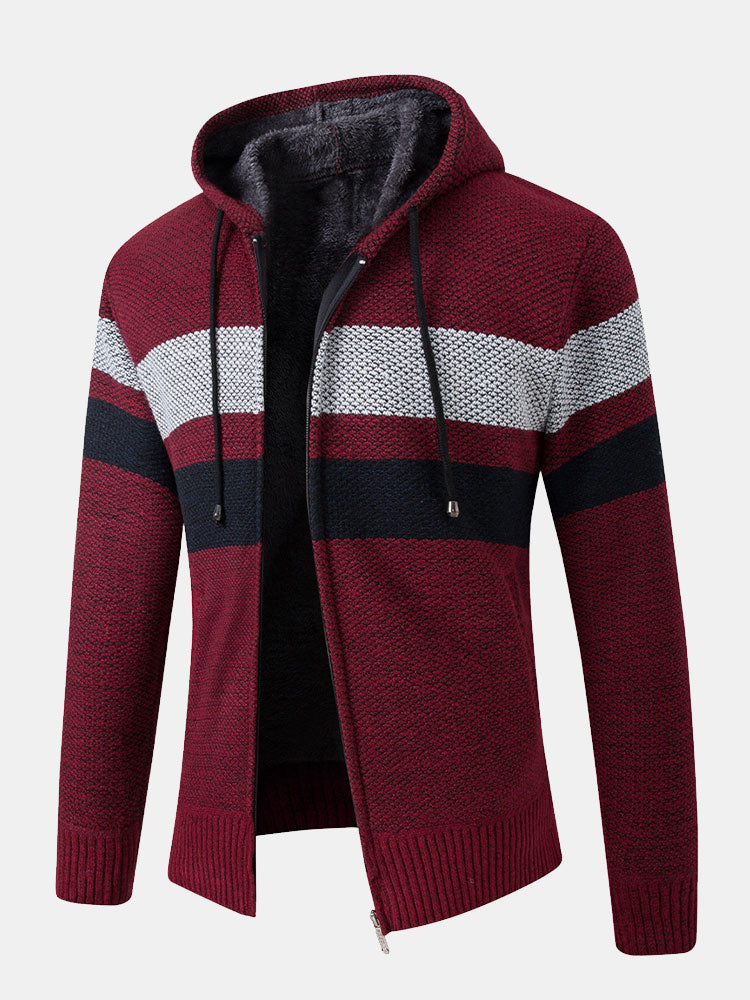 Alex | Striped Zip Up Hooded Sweater