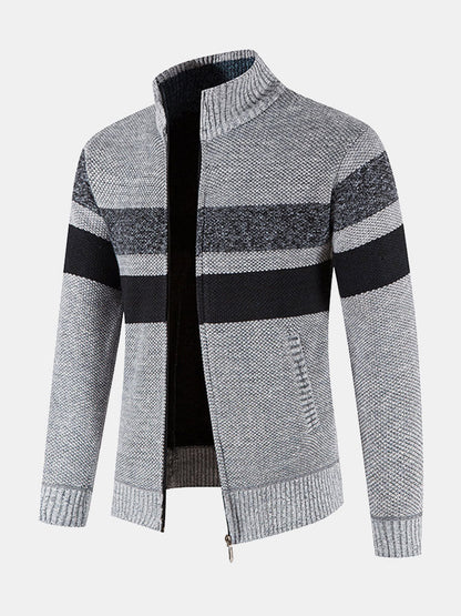 Aidon | Striped Zip Up Sweater