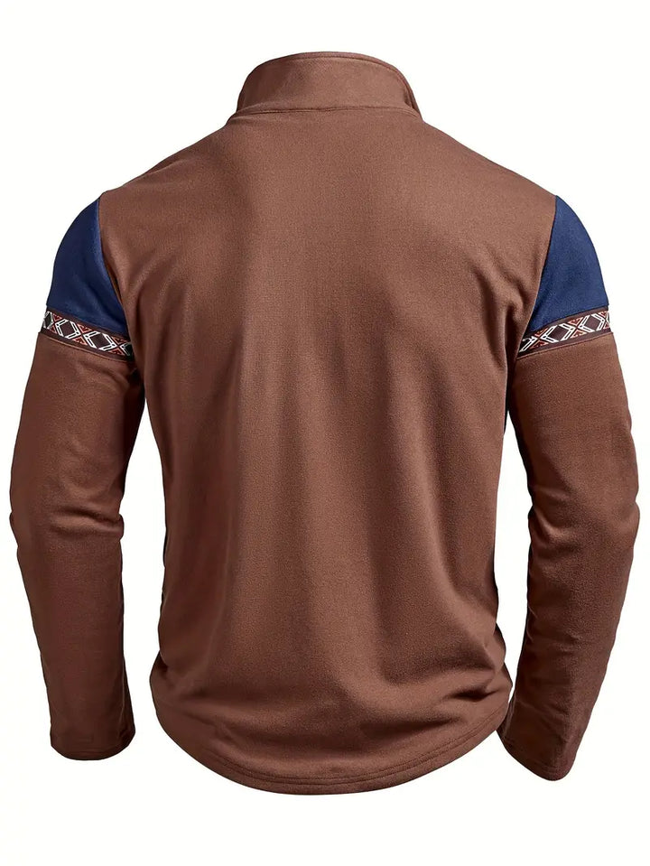 Berto | Rustic Contrast Quarter Zip Jumper for Men