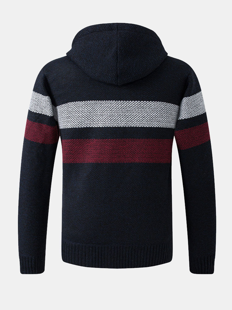 Alex | Striped Zip Up Hooded Sweater