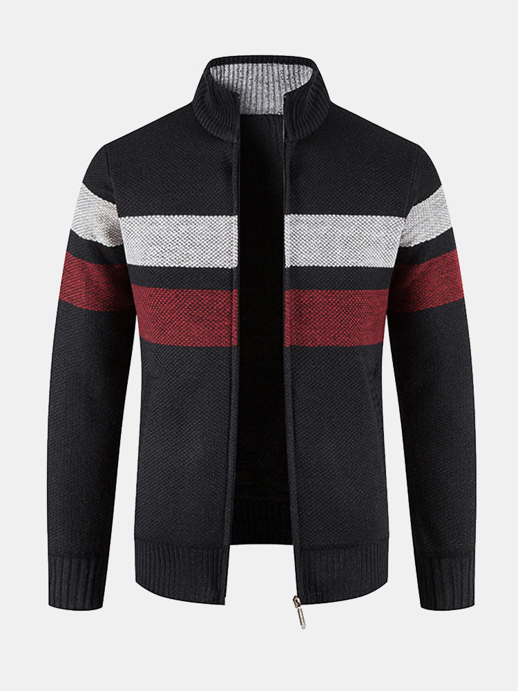 Aidon | Striped Zip Up Sweater