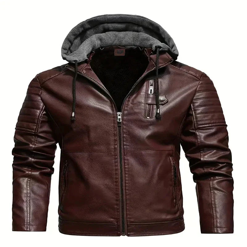 Jaxon | Hooded Leather Coat