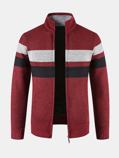 Aidon | Striped Zip Up Sweater