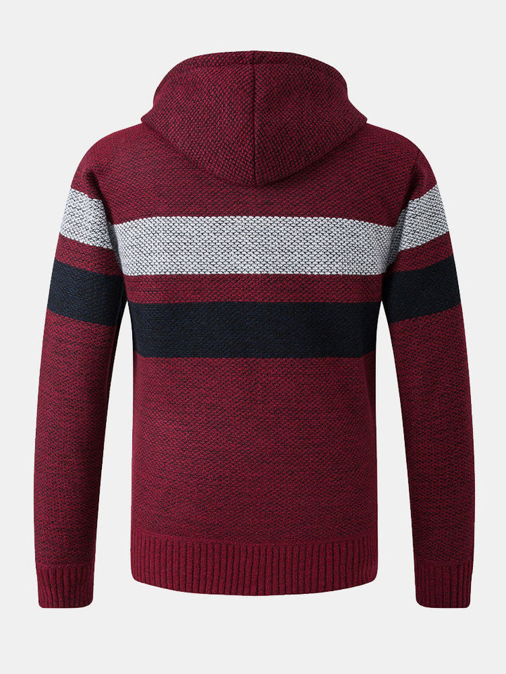 Alex | Striped Zip Up Hooded Sweater