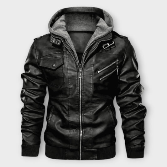 Cole | Men’s Streetwear Hooded Leather Jacket