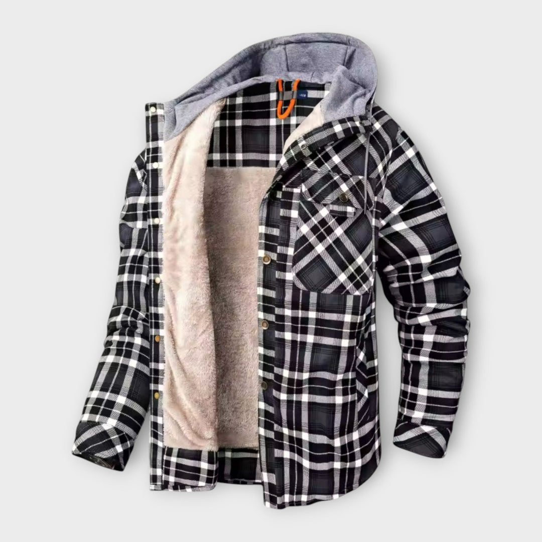 Lucaa | Men’s Hooded Plaid Lined Jacket