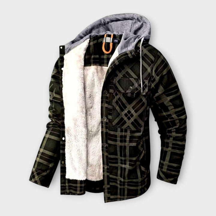 Lucaa | Men’s Hooded Plaid Lined Jacket