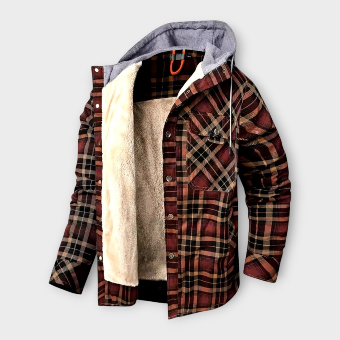 Lucaa | Men’s Hooded Plaid Lined Jacket