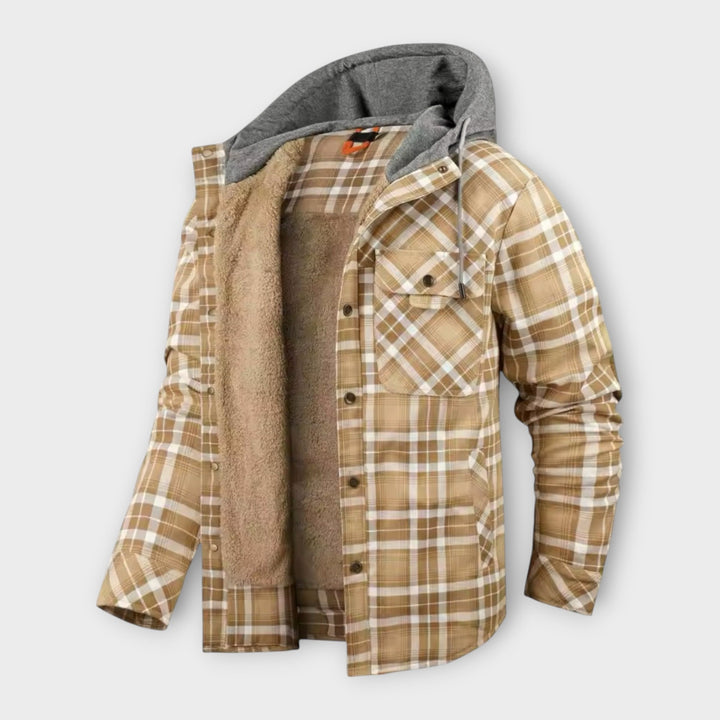 Lucaa | Men’s Hooded Plaid Lined Jacket