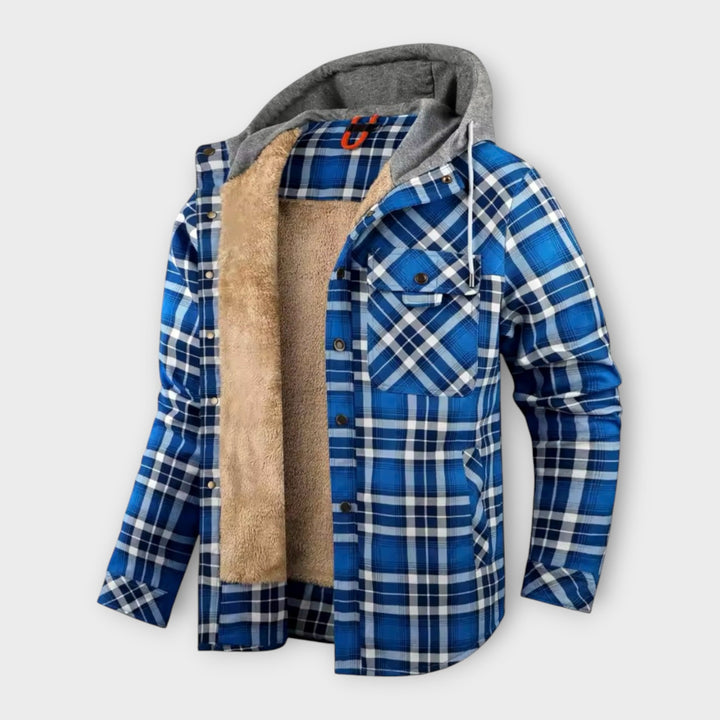 Lucaa | Men’s Hooded Plaid Lined Jacket