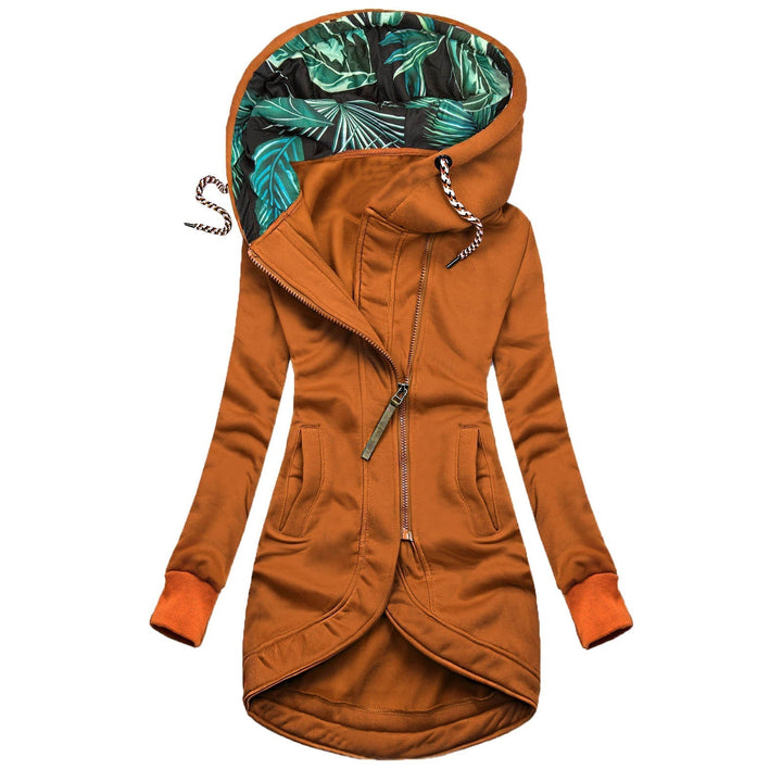 Sophia | Women's Stylish Green Asymmetrical Zip Hoodie