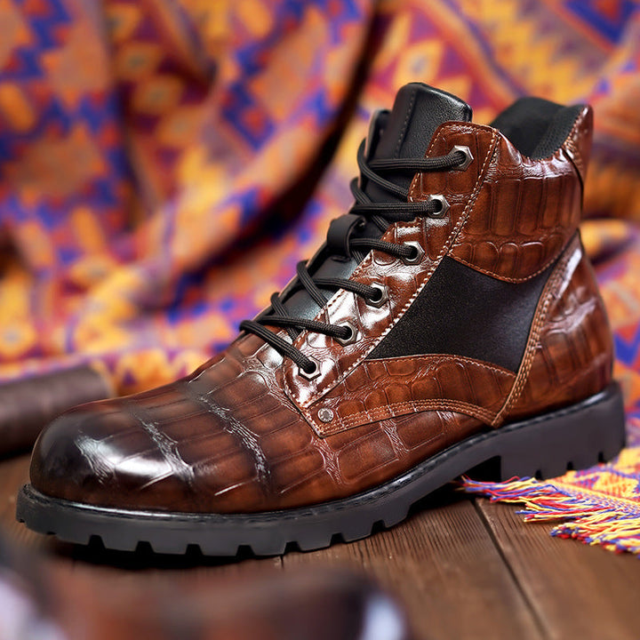 Alaric | Croc Leather Boots