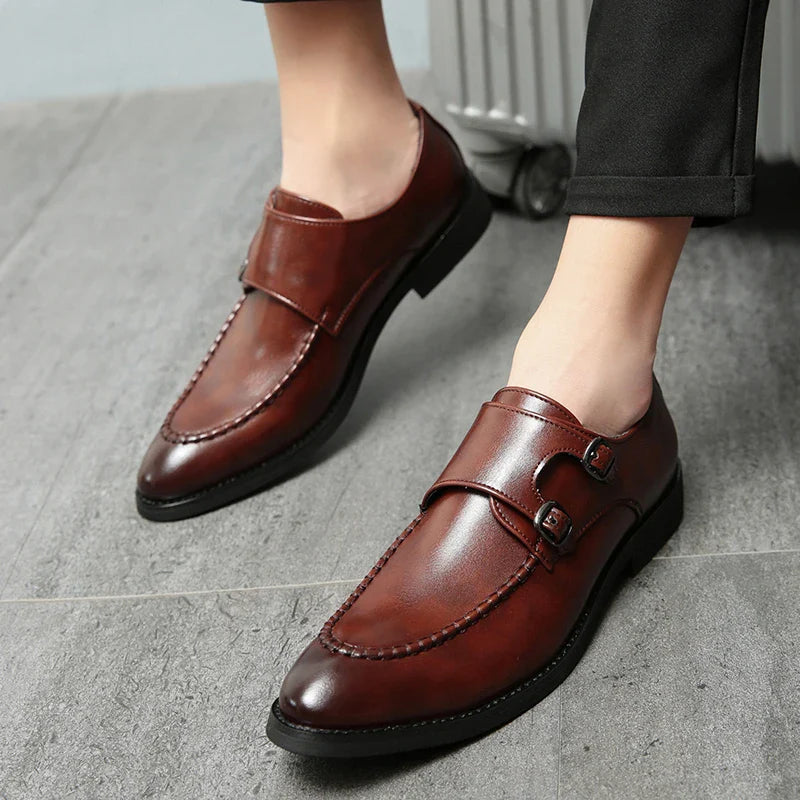 Hugh | Leather Double-monk Strap Shoes