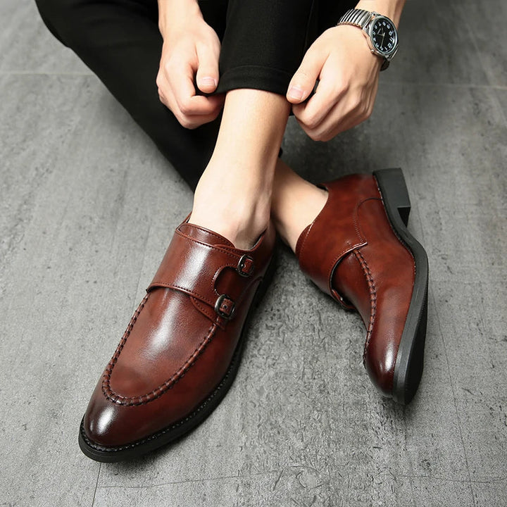 Hugh | Leather Double-monk Strap Shoes