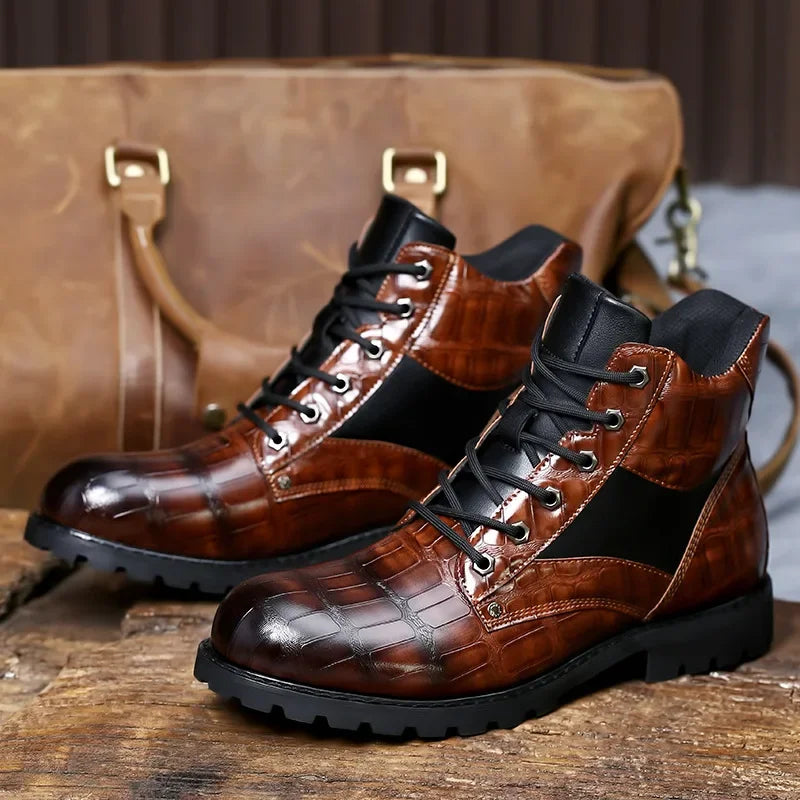 Alaric | Croc Leather Boots