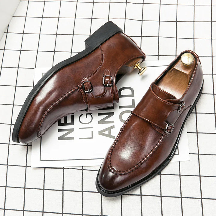 Hugh | Leather Double-monk Strap Shoes