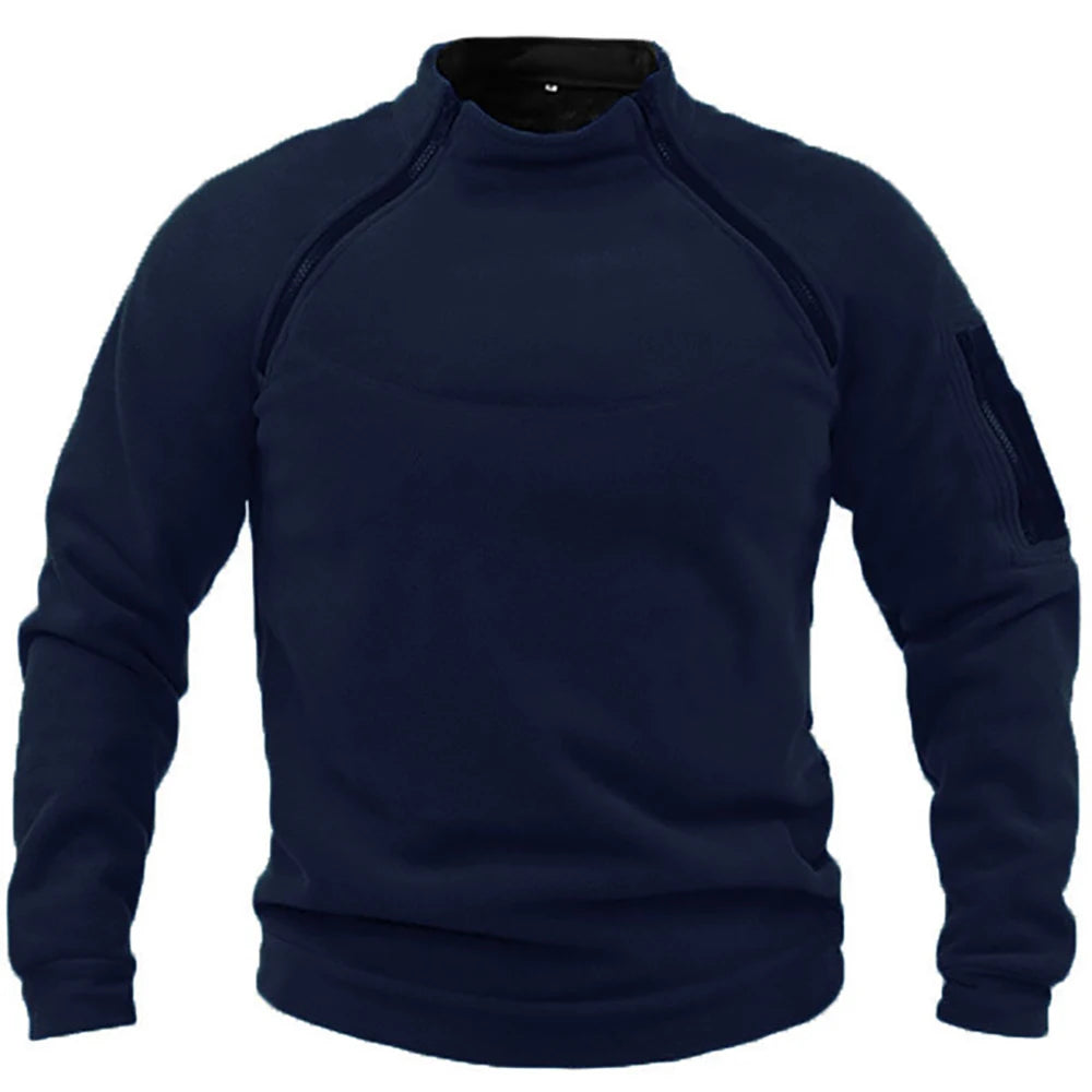 Chester | Tactical Black Sweater with Shoulder Zipper Accents for Men