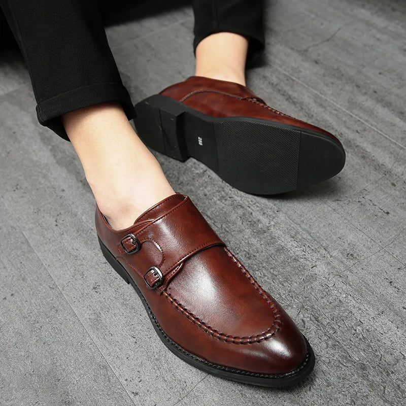 Hugh | Leather Double-monk Strap Shoes