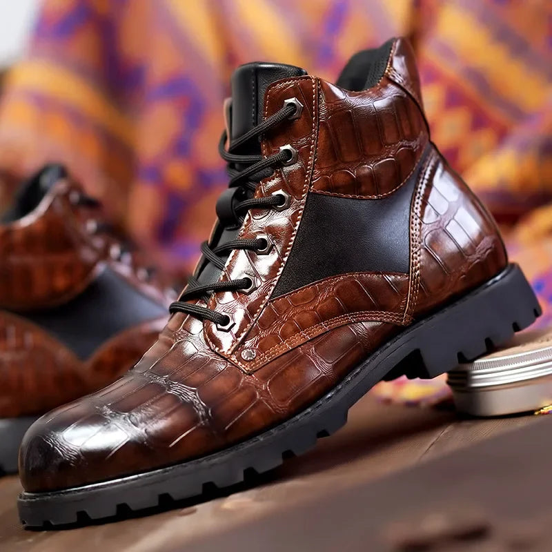 Alaric | Croc Leather Boots