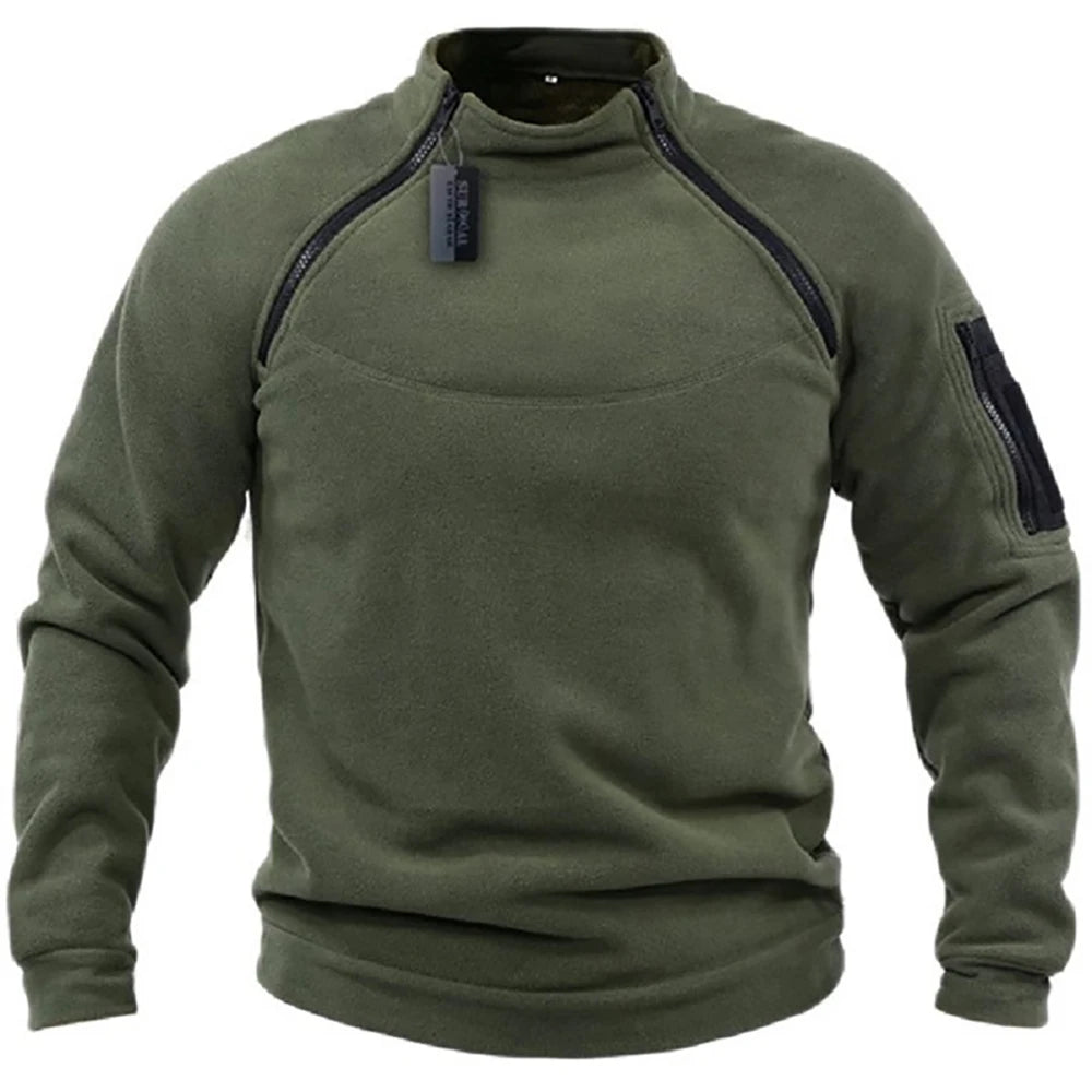 Chester | Tactical Black Sweater with Shoulder Zipper Accents for Men