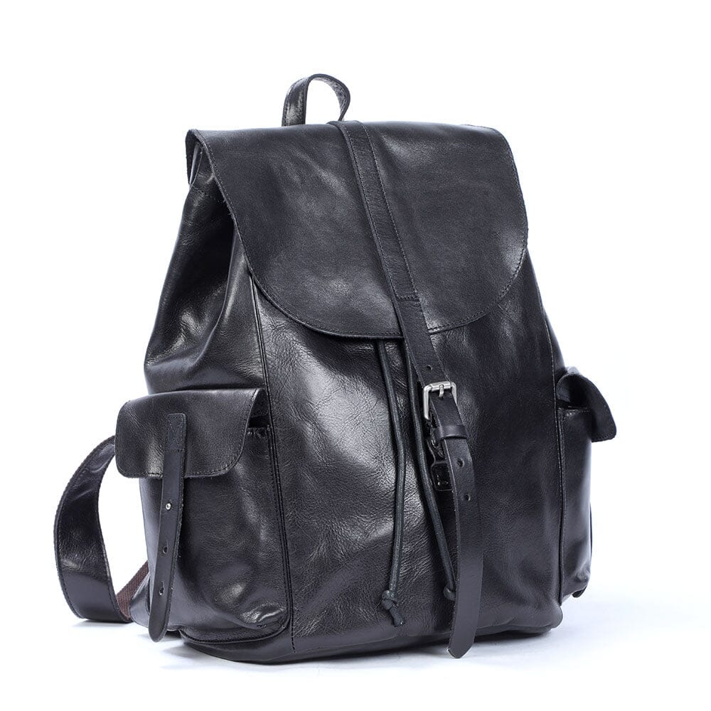 Robin | Small Black Leather Backpack