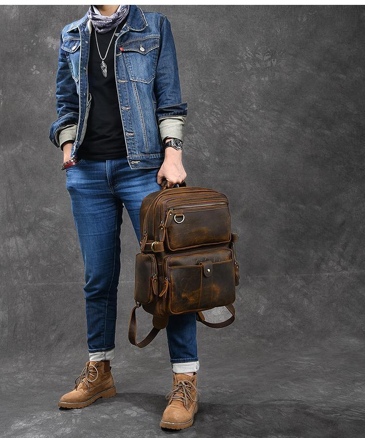 Lester | Brown Leather Backpack