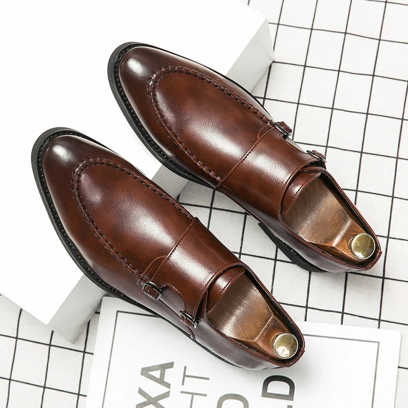 Hugh | Leather Double-monk Strap Shoes