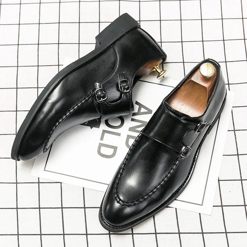 Hugh | Leather Double-monk Strap Shoes