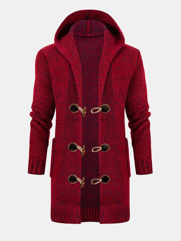 Bristol | Long Line Horn Buckle Hooded Cardigan