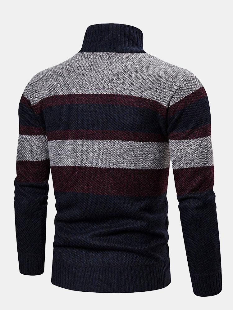 Nigel | Colour Block Funnel Neck Zip-Up Jumper