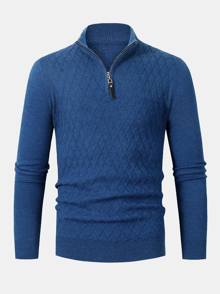 Henry | Diamond Mock Neck Quarter Zip Jumper