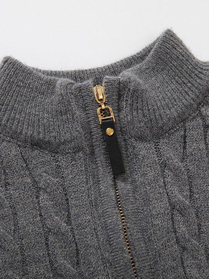 Harrison | Braided Mock Neck Quarter Zip Jumper