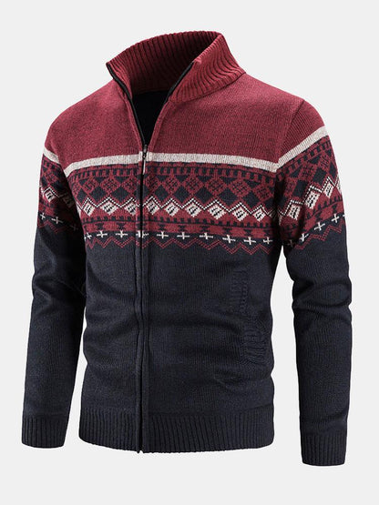 Edward | Geometric Print Zip Up Jumper