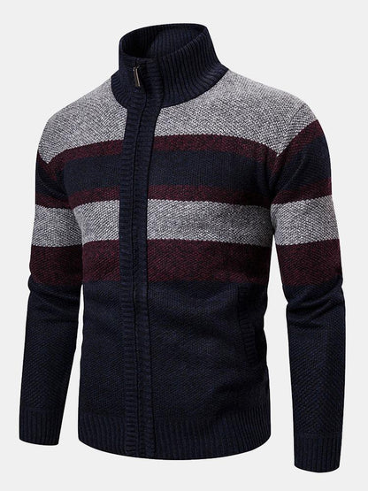 Nigel | Colour Block Funnel Neck Zip-Up Jumper