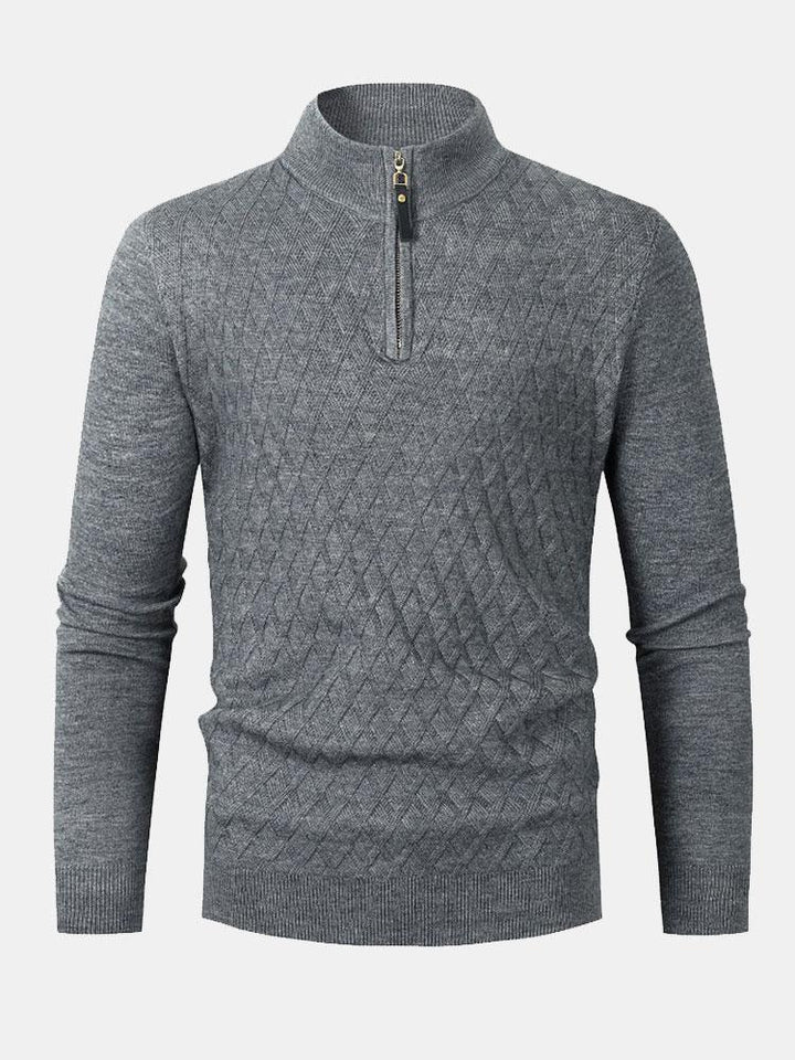 Henry | Diamond Mock Neck Quarter Zip Jumper